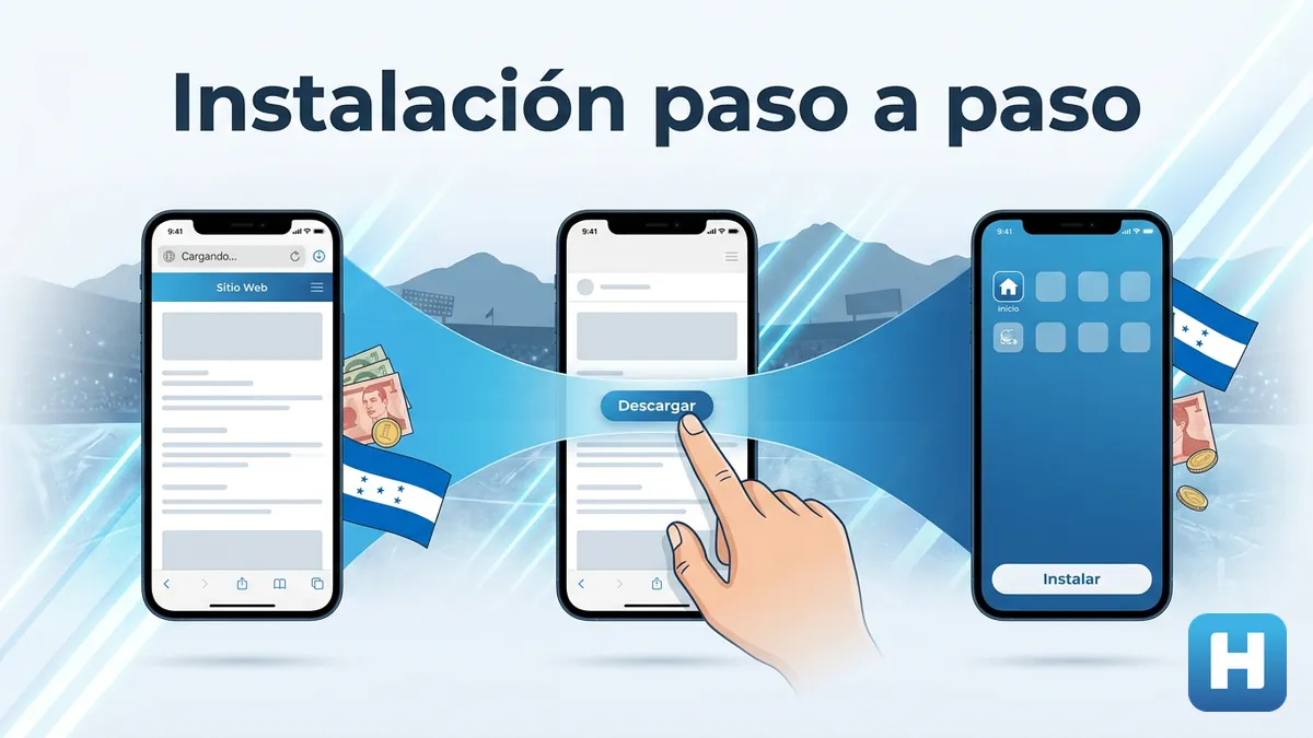 Secuencia de pasos para instalar la app apk de Hondubet en Android
