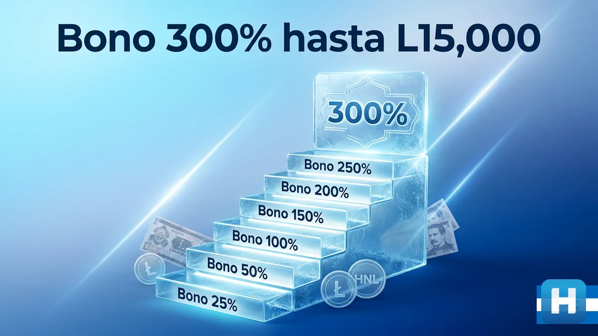 Tarjeta o escalera de luz del bono Hondubet 300% hasta L15,000 con monedas de lempira hondureñas