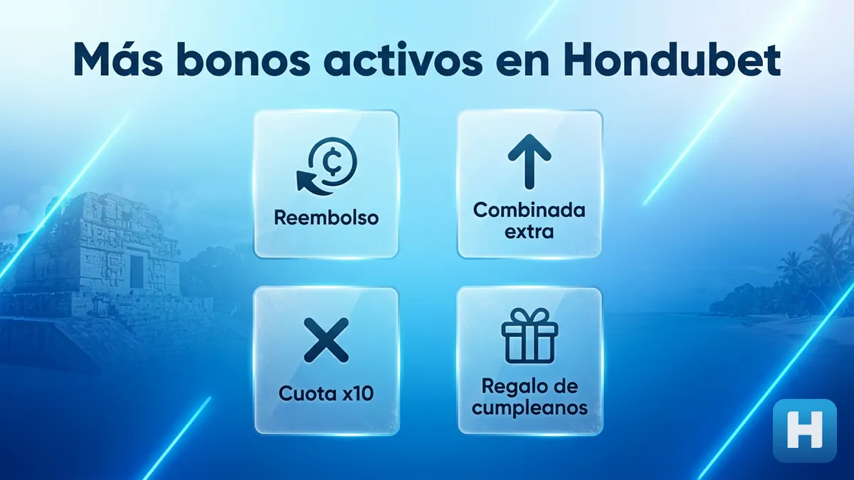 Plitas comparando otros bonos activos de Hondubet: cashback, combi boost, supercuota y bono de cumpleaños