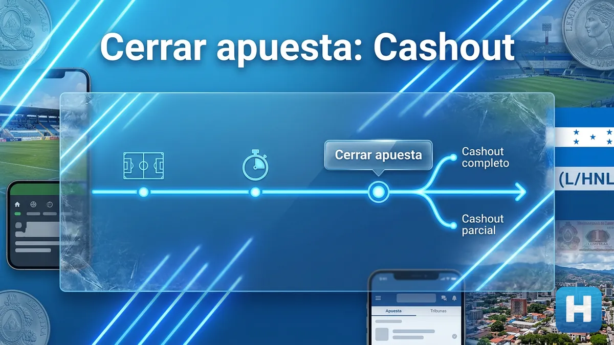 Línea de tiempo que explica cómo funciona cerrar apuesta o Cashout en Hondubet