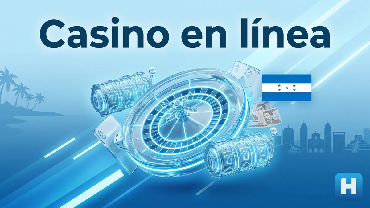 Ruleta y máquinas tragamonedas en tonos azules que ilustran el casino en línea de Hondubet.