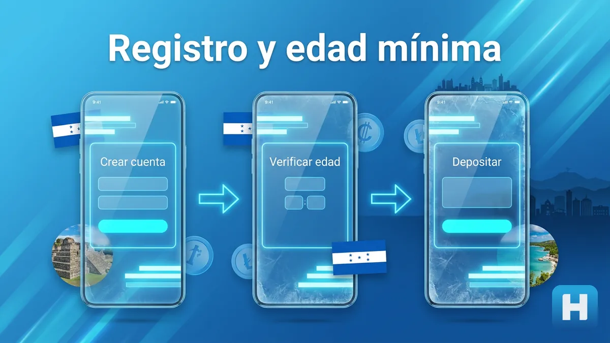Secuencia de pantallas de celular mostrando el registro y la verificación de edad en Hondubet.